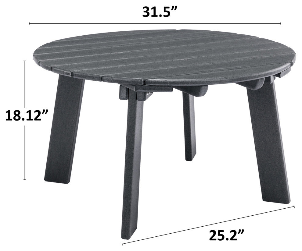 32''D Patio Outdoor Round Coffee Tables, Adirondack Table, Grey
