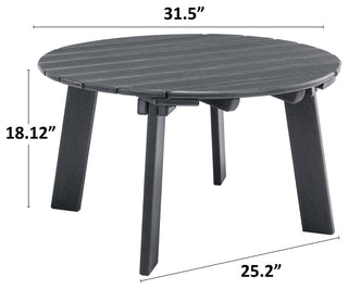 32''D Patio Outdoor Round Coffee Tables, Adirondack Table, Grey