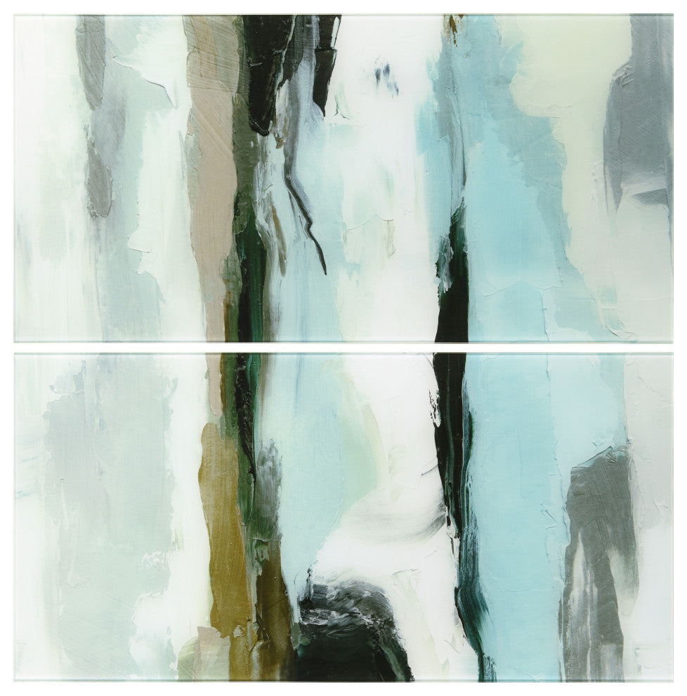 Textured Ocean Tide Frameless Free Floating Tempered Glass Graphic Wall Art Set