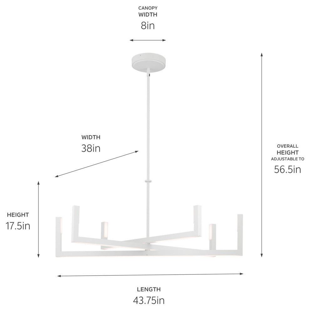 Priam 43.75" 6 Light LED Chandelier, White