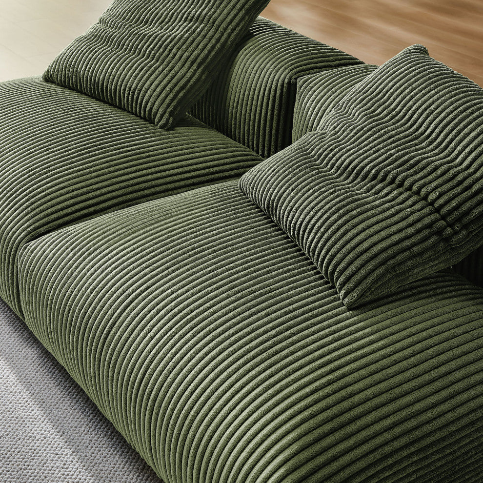 Solace 2-Piece Modular Corduroy Upholstered Sofa, Fern