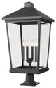 Zlite 568PHXXLR-533PM-BK 4-Light Outdoor Pier Mounted Fixture, Clear Beveled