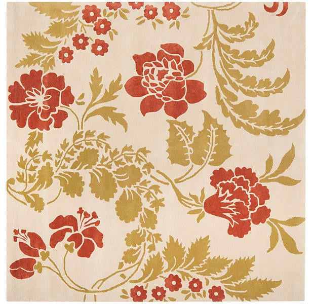 Safavieh Capri Cpr340A Beige, Rust Area Rug, 7'x7' Square