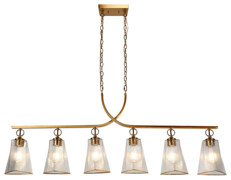 LNC Sduiaor 6-Light 55" Modern Linear LED Kitchen Island Light, Gold