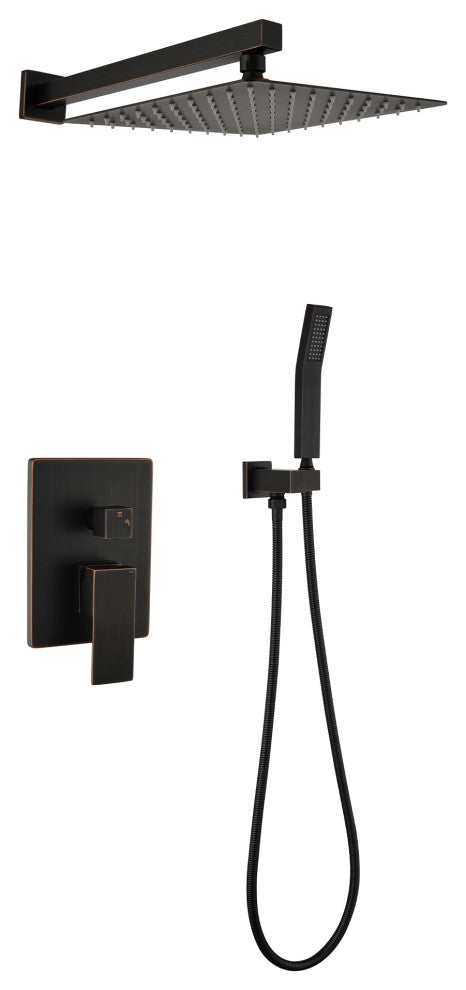 Wellfor Shower Faucet, 10" Rain Shower Head With Handheld Combo and Valve, Oil Rubbed Bronze