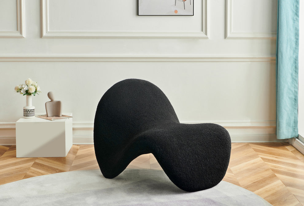 Theodore Faux Sherling Upholstered Accent Chair, Black