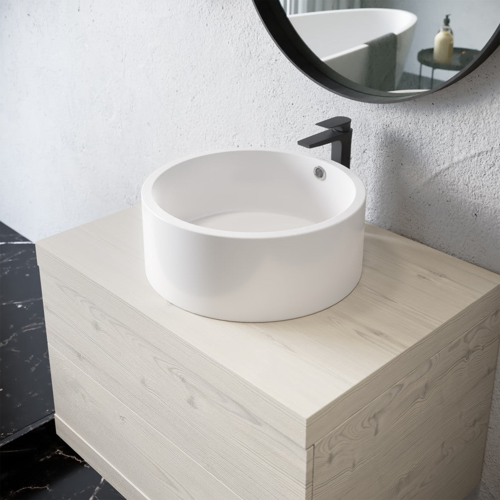 Monaco Round Vessel Sink, Matte White