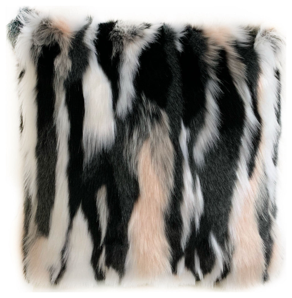 Plutus Fancy Animal Faux Fur Luxury Throw Pillow, 24"x24"