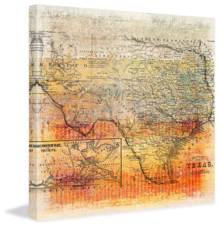 "Texas Map" Canvas Print, 45x45 cm