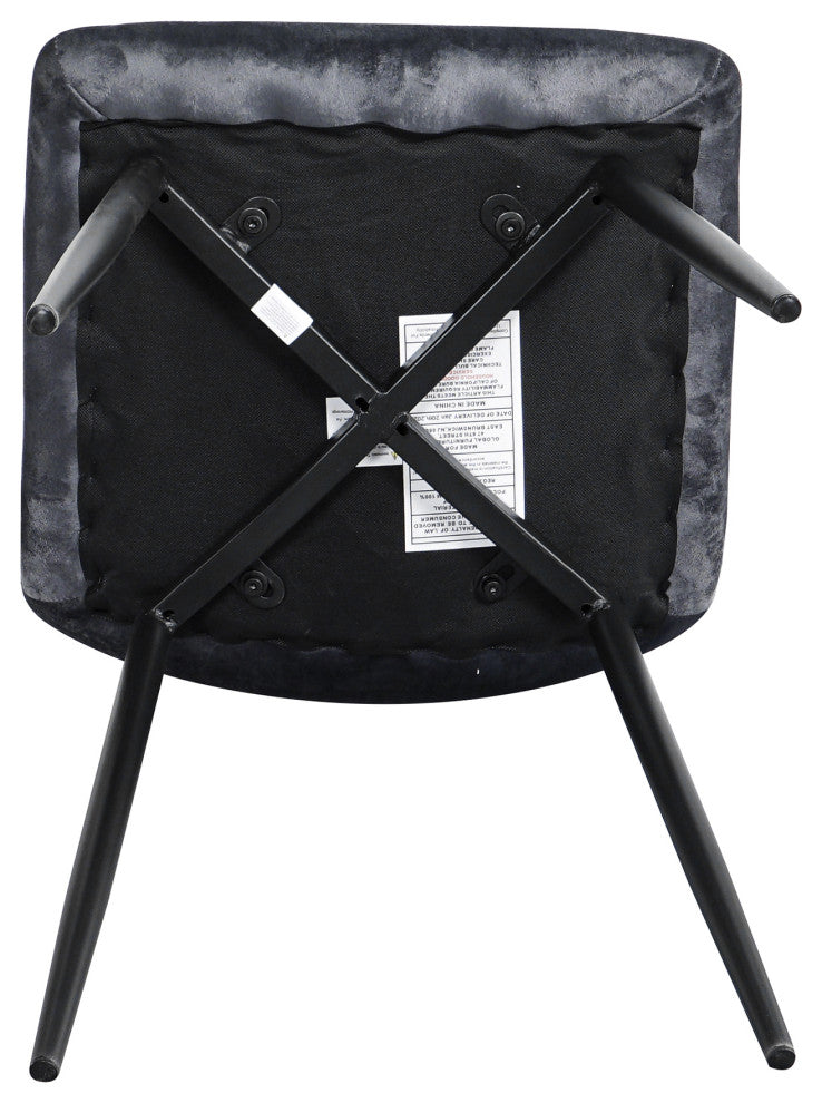 15 in.W Indoor Dining Velvet 4-Chair with Cushions and Metal Legs, Grey