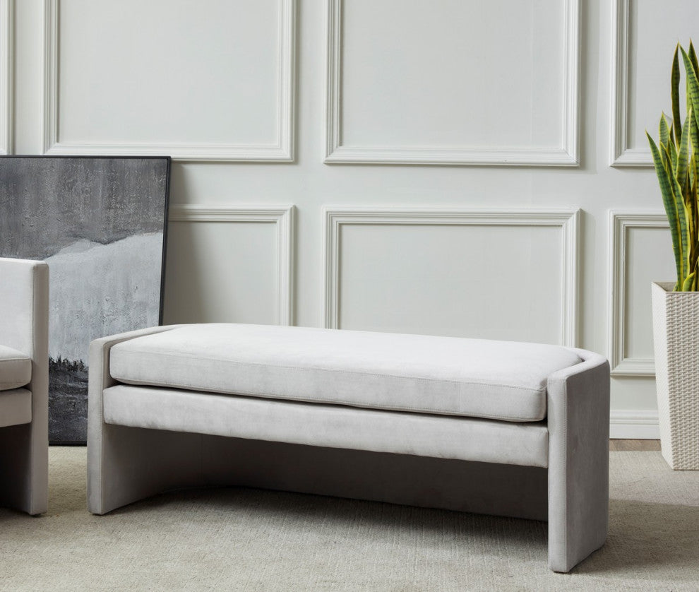 Safavieh Couture Rosabeth Curved Bench, Light Grey