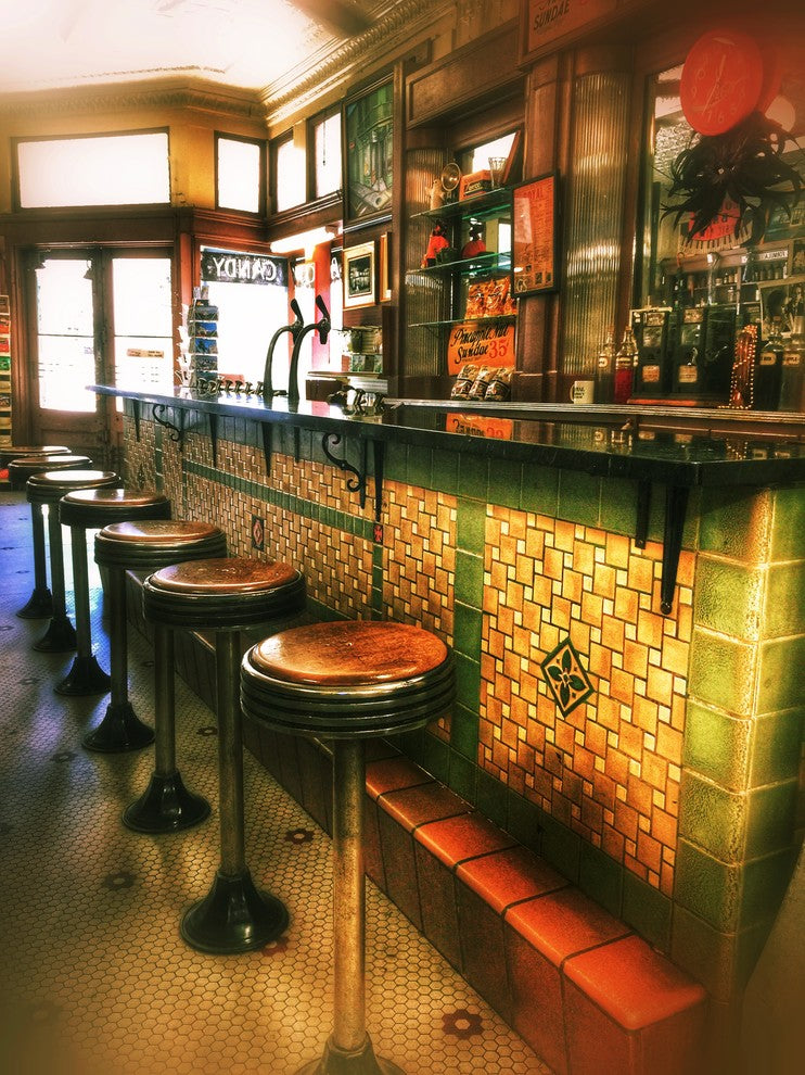 New Orleans "Royal Pharmacy Soda Fountain" Stretched Canvas Giclee, 24"x32"