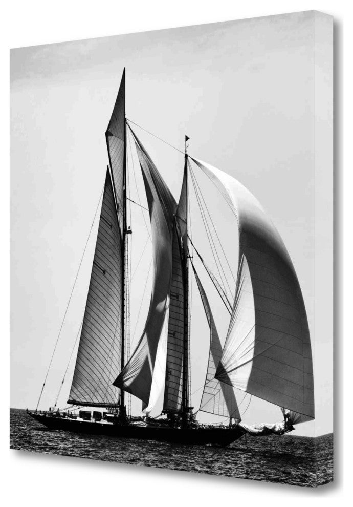 30" Black and White Sailboat Giclee Wrap Canvas Wall Art