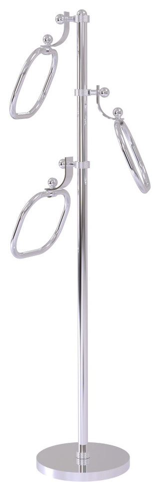 Towel Stand with 9" Oval Towel Rings, Polished Chrome