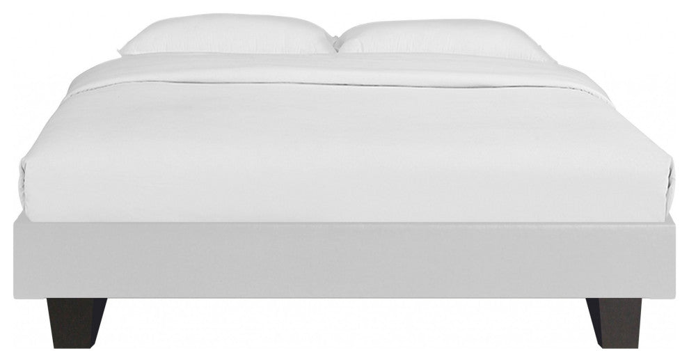 White Platform King Bed With Two Nightstands