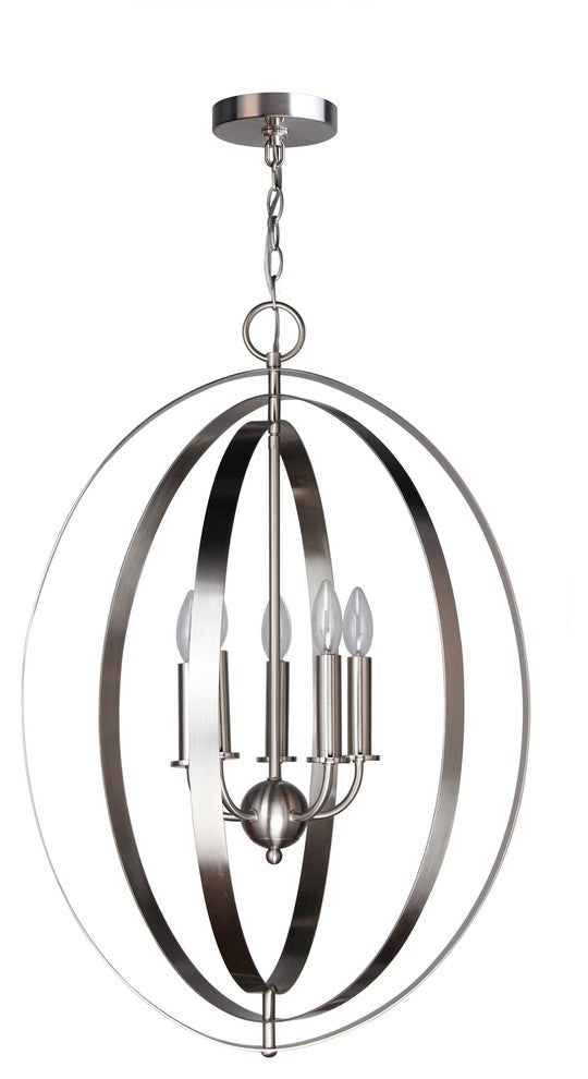 Woodbridge Lighting Camellia Oval 6-Light Pendant Chandelier, Satin Nickel