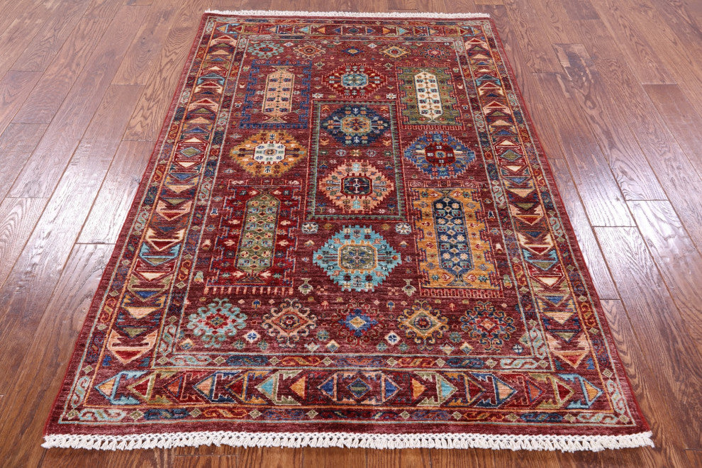 4' 1" X 5' 9" Fine Turkmen Ersari Hand Knotted Wool Rug - Q12765