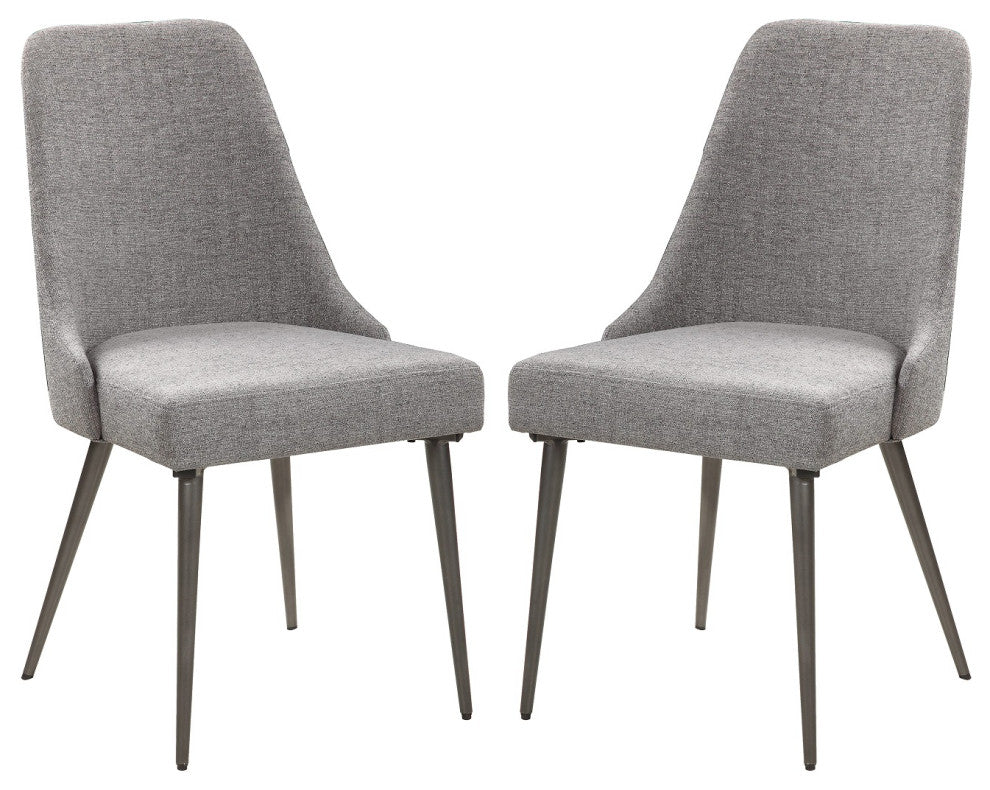 Set of 2 Dining Chair, Gray and Gunmetal