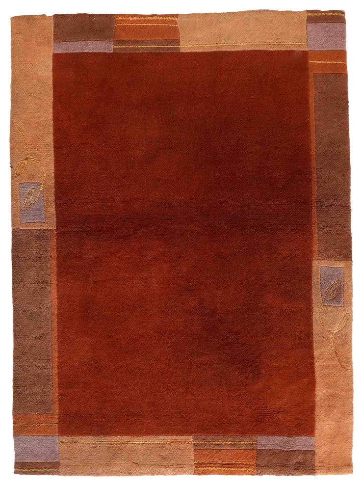 Handmade Vintage Tibetan Khaden Rug 4'x5.3', 122cmx163cm 1970s