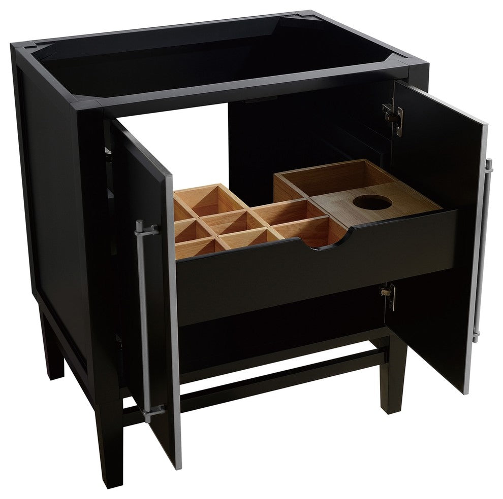 Mason 30" Vanity Only, Black With Brushed Silver Hardware