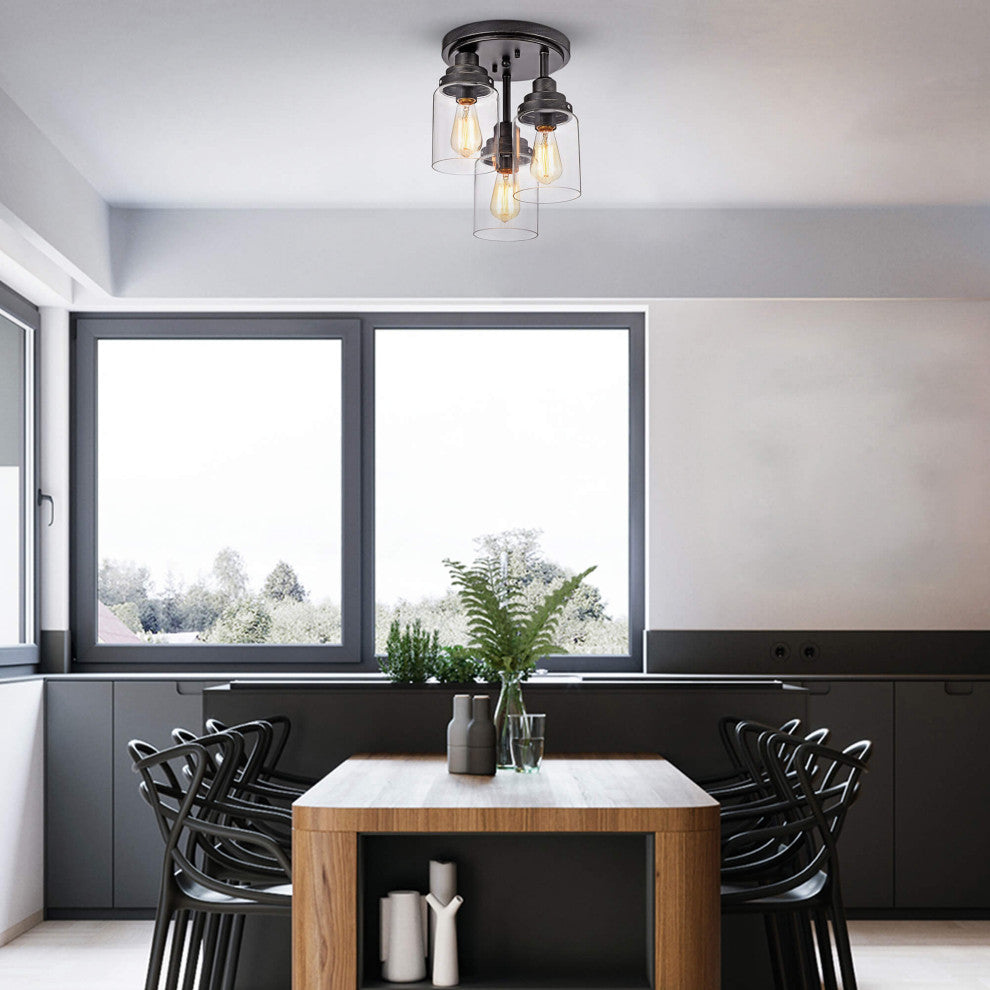 April Flush Mount With Simple Clear Glass Shades
