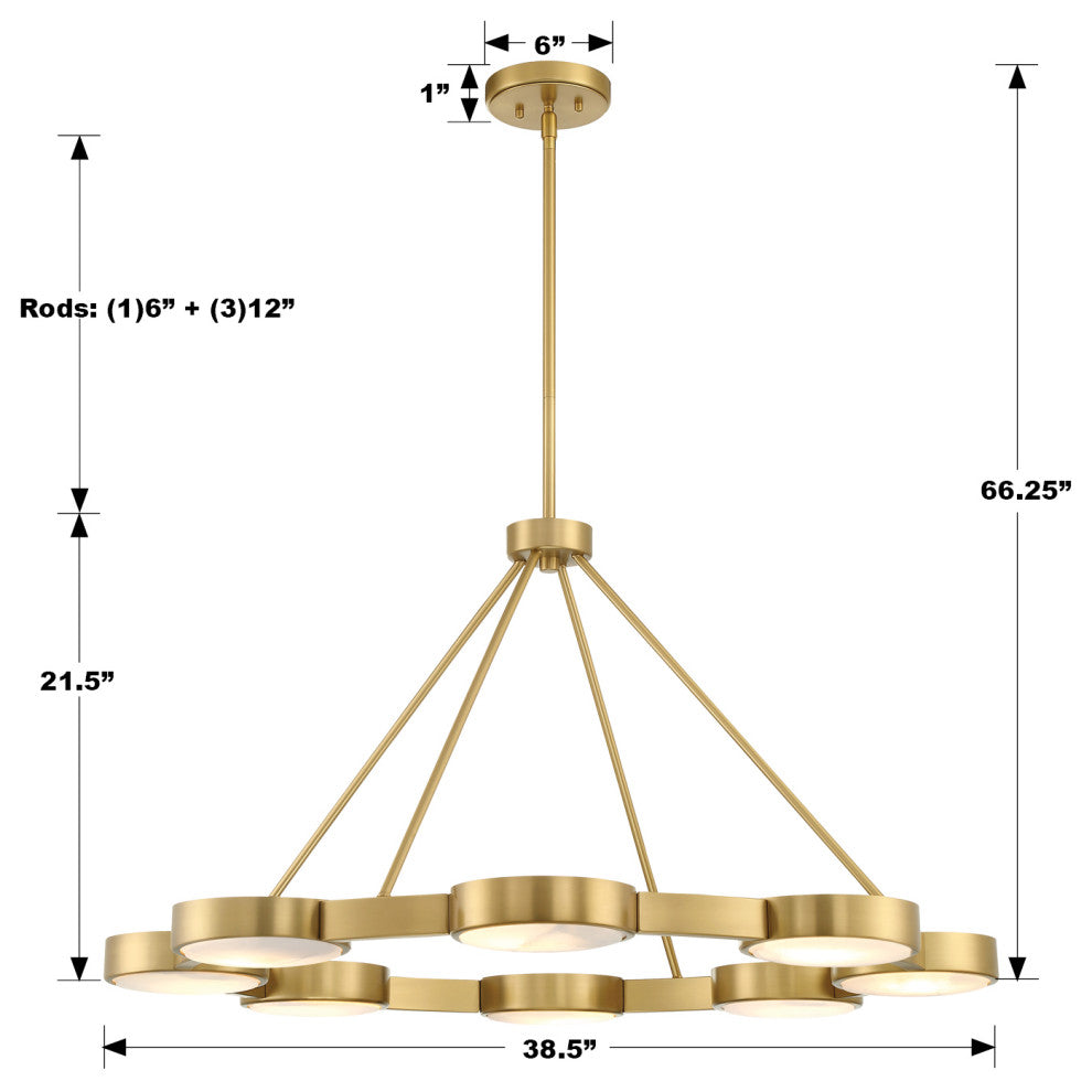 Orson 8 Light Modern Gold Chandelier