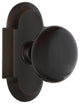 Cottage Plate Privacy Black Porcelain Knob, Timeless Bronze