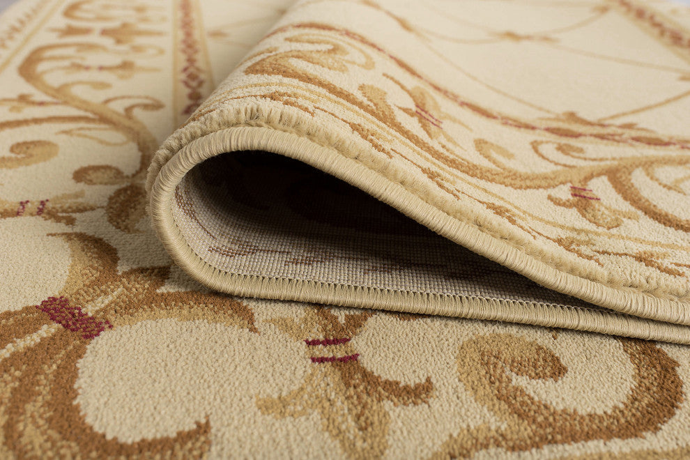 Orleans Traditional Border Area Rug, Ivory, 5'3"x7'3"