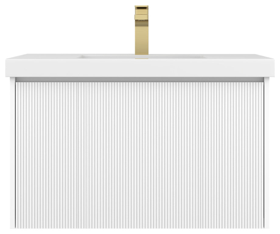 Floating Bathroom Vanity with Sink, Wall Mounted Vanity, White, 30" W/ Sink