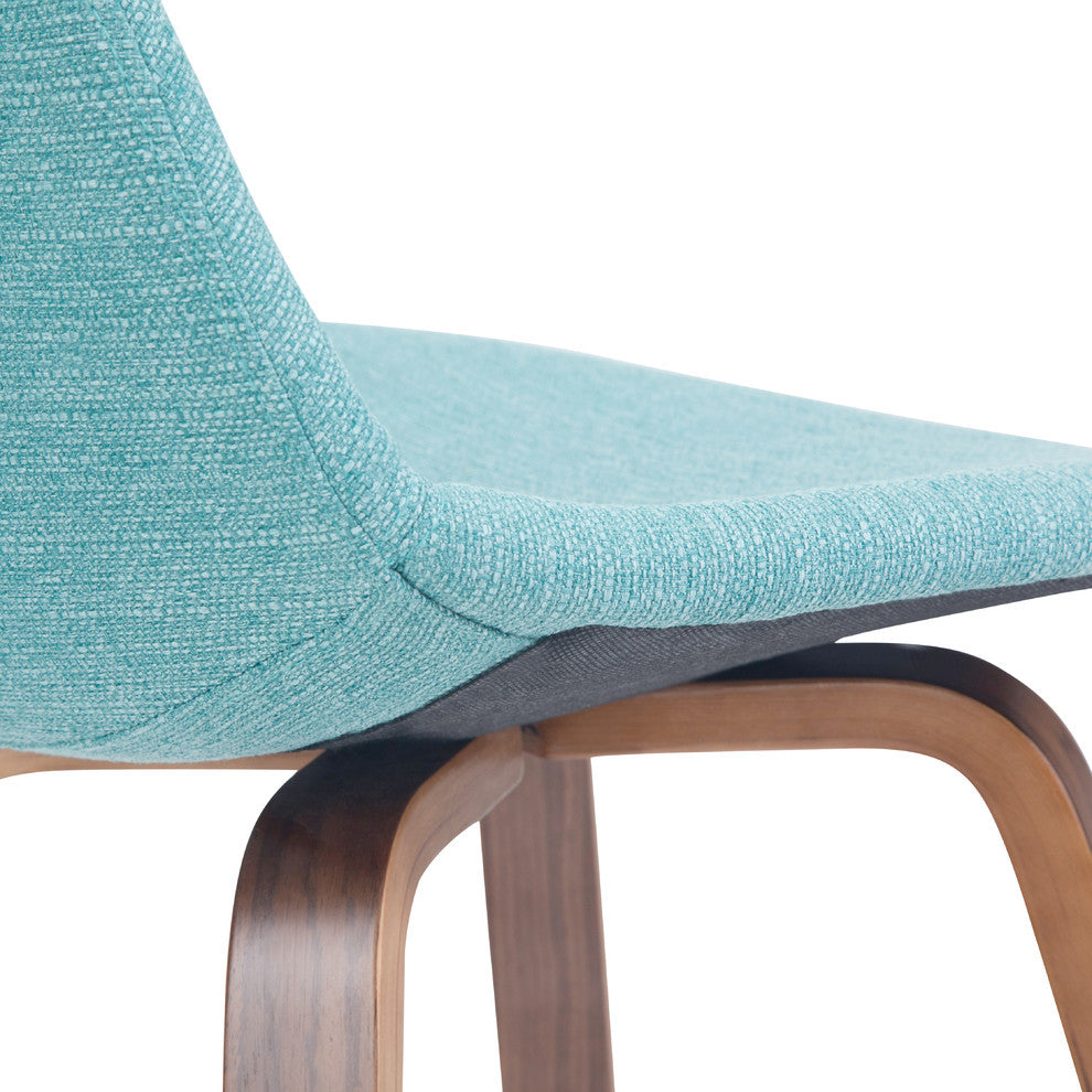 Randolph Bentwood Counter Stool, Set of 2, Aqua Blue Linen Look Fabric