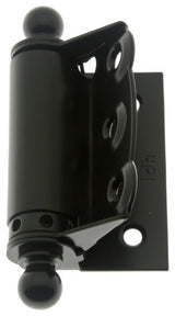 Half Surface Spring Screen Door Hinges, Ball Finials, Matte Black, Pair