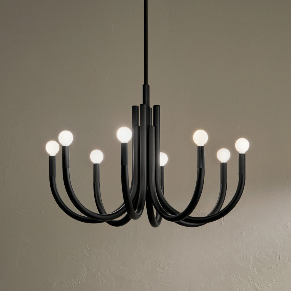 Odensa 8 Light Chandelier 1 Tier Medium, Champagne Bronze, Black