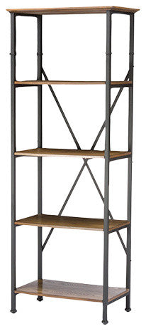 Lancashire Brown Wood and Metal Bookcase