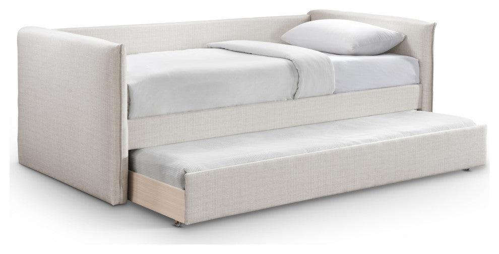 Colton Linen Textured Fabric Upholstered Daybed, Cream