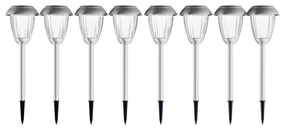 Solar Path Lights, Set of 8 Stainless Outdoor Lights by Pure Garden, Gunmetal