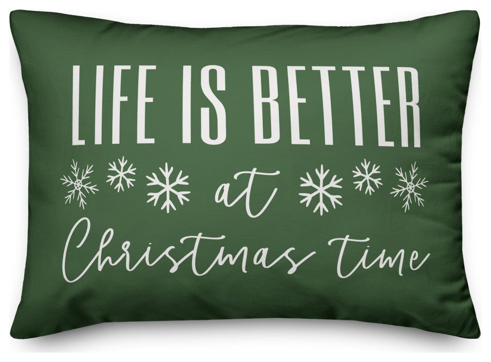 Green Life Is Better At Christmas Time 20x14 Spun Poly Pillow