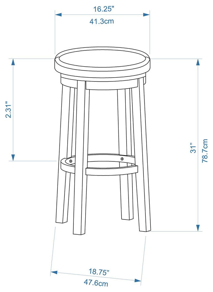 Transitional Style  Black Stool, 29"H