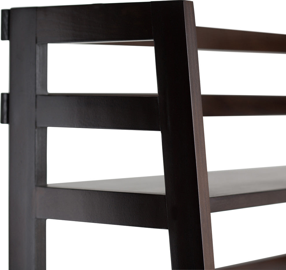 Acadian Solid Wood 63 Inch X 30 Inch Ladder Shelf Bookcase In Brunette Brown
