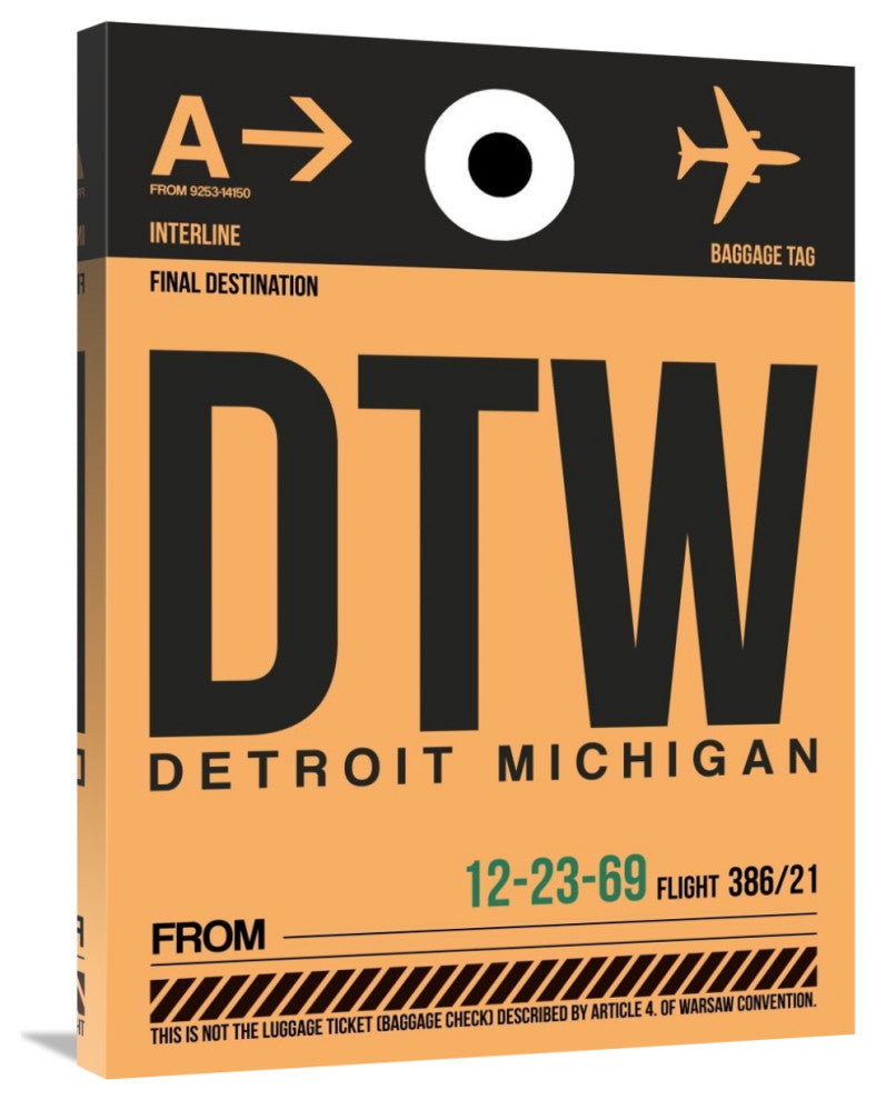"DTW Detroit  Luggage Tag 1" Fine Art Print