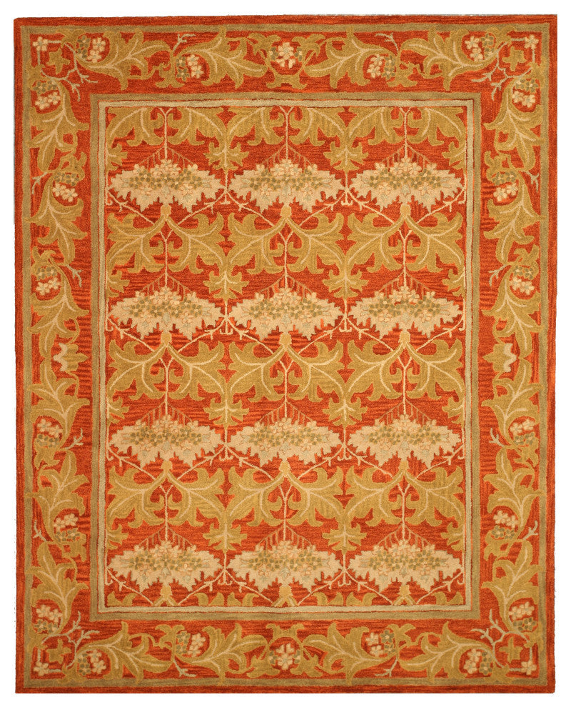 Hand-Tufted Wool Rust Transitional Oriental Morris Rug, 6' Round
