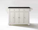 Alexandria Solid Black Granite Top Kitchen Island, White
