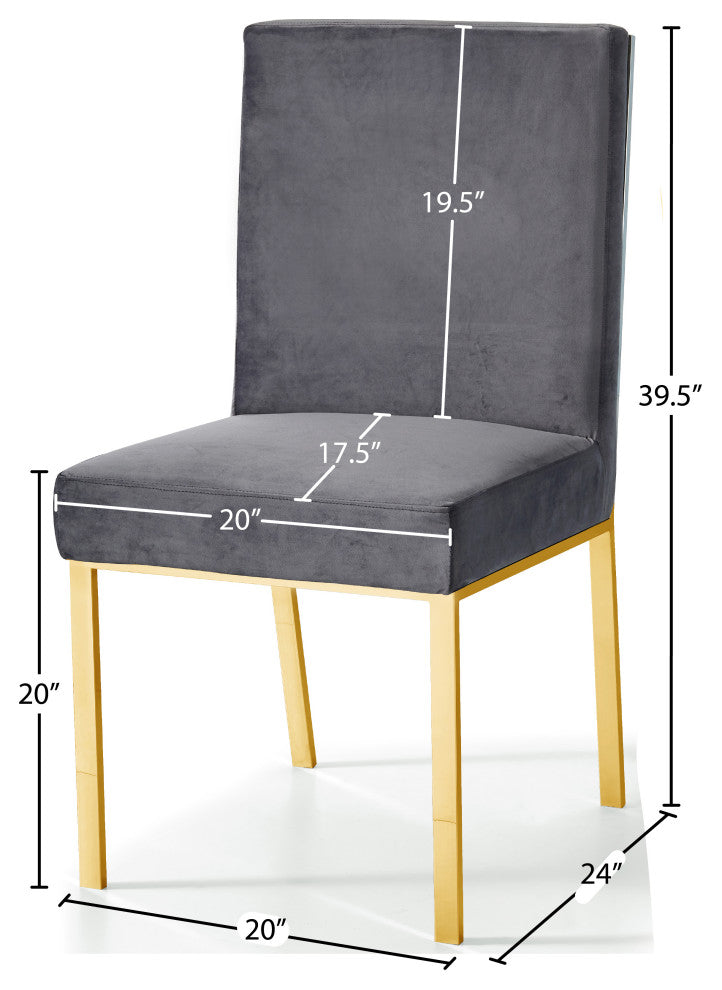 Opal Velvet Dining Chairs, Set of 2, Gray, Gold Base