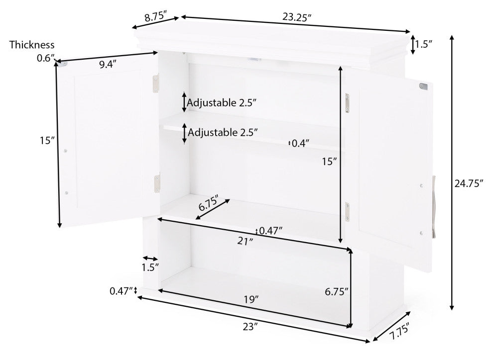 Meader Wall-Mounted Bathroom Storage Cabinet, White