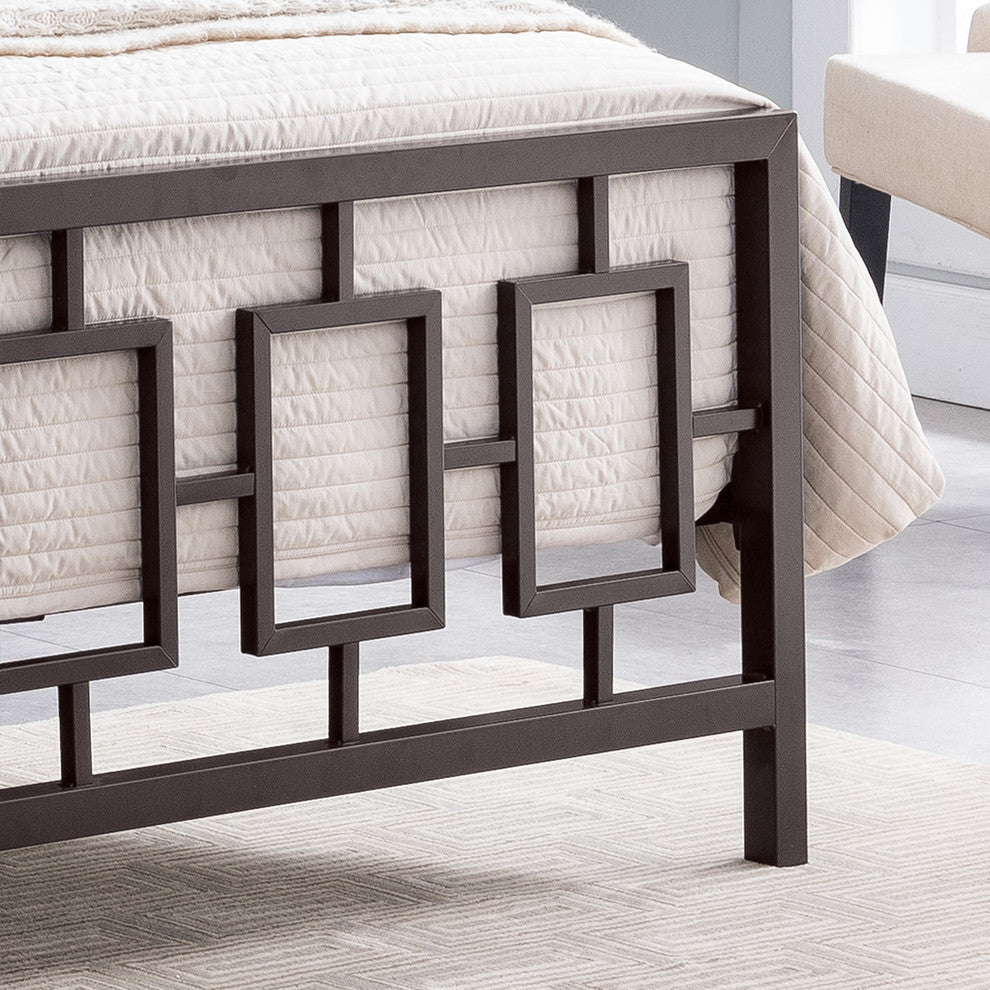 GDF Studio Dawn Modern Queen Low-Profile Geometric Platform Bed Frame, Hammered