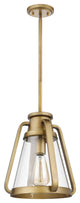 Everett 1-Light 10-Inch Pendant, Natural Brass With Clear Glass
