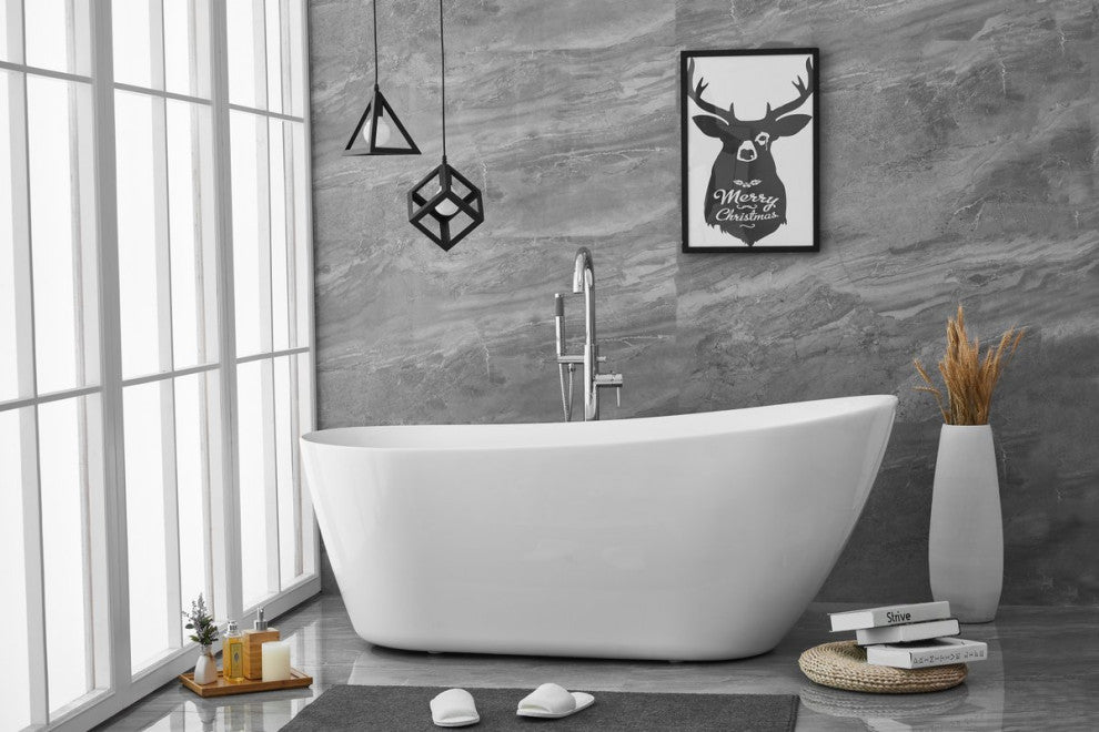 Chanel 67" Soaking Single Slipper Bathtub, Glossy White