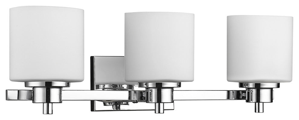 Chloe Lighting 3 Light Chrome Finish Bath Vanity Wall Fixture White Alabaste