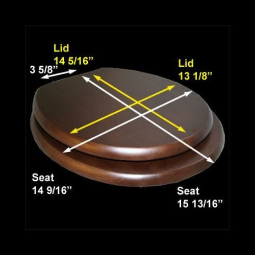 Solid Wood Dark Oak Toilet Round Seat with Chrome Hinge