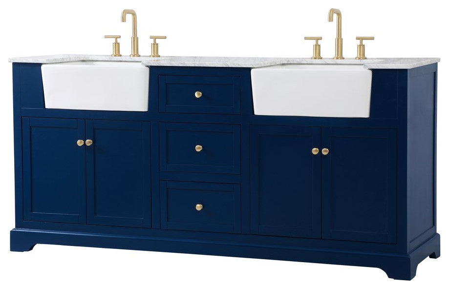 Elegant Decor VF60272DBL 72" Double Bathroom Vanity, Blue