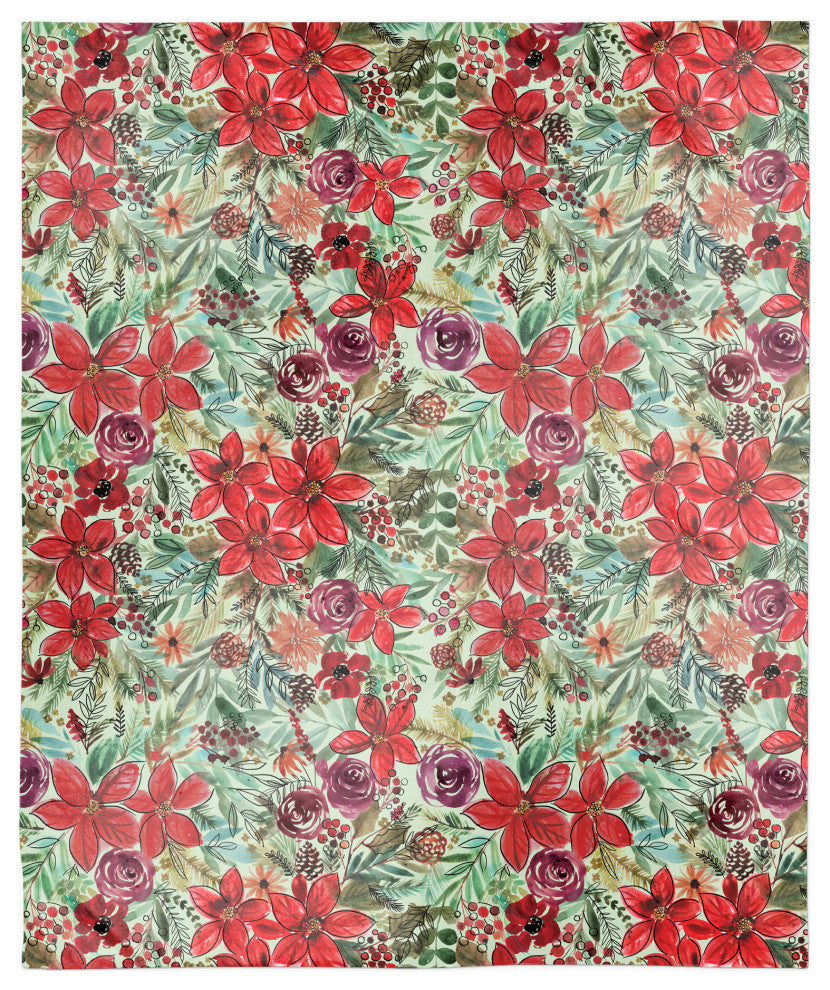 Holiday Blooms Pattern 50x60 Sherpa Fleece Blanket